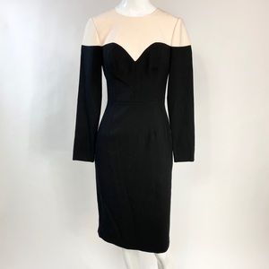 BLACK HALO NUDE BLACK SWEETHEART LONG SLEEVE FITTED COCKTAIL DRESS NEW
